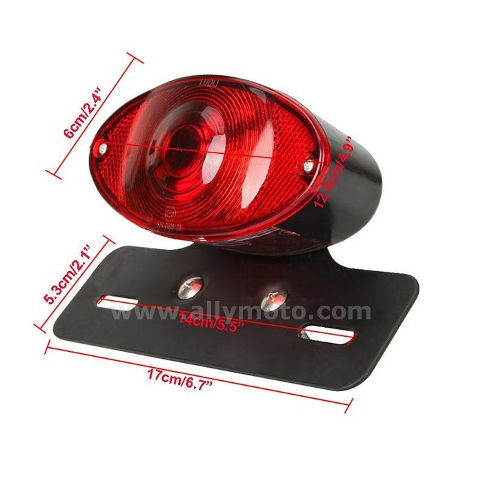 6 12V Oval Brake Tail Light Rear Stop Lamp With Frame Harley Sportster Cafe Racer@2